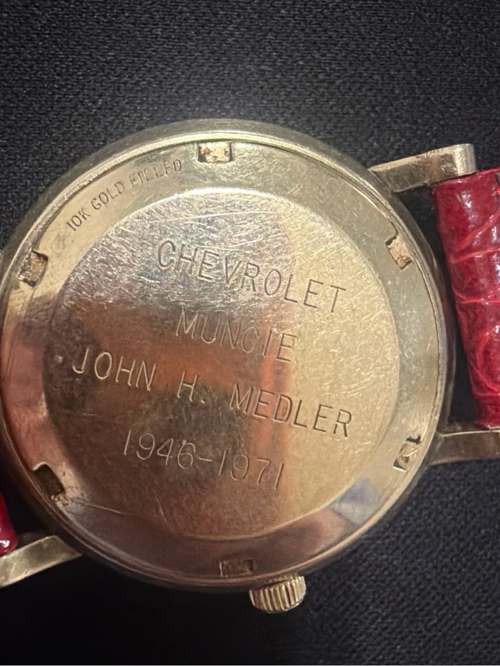 Vintage Omega Automatic Men’s Watch - Red Leather Strap and Chevrolet dial